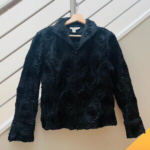 Vintage D & Y Evening Black Rosette Dress Jacket - Medium, Like New
